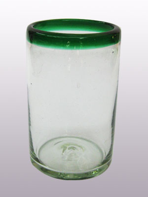 VIDRIO SOPLADO / vasos grandes con borde verde esmeralda